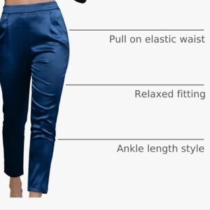 Women's Elegant Satin Ankle Pants in Blue